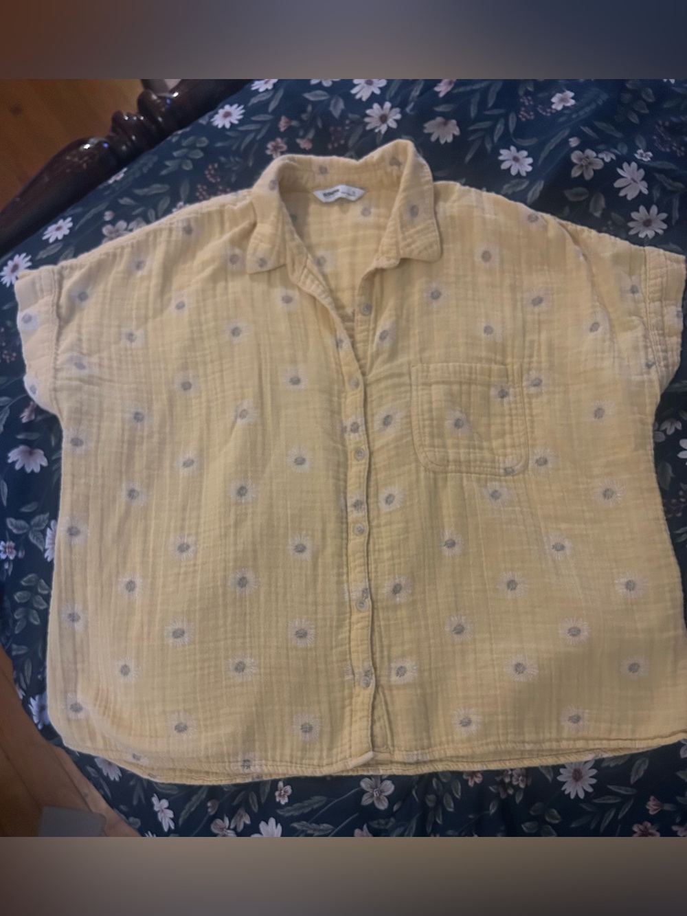 Sonoma gauzy button down short sleeve top